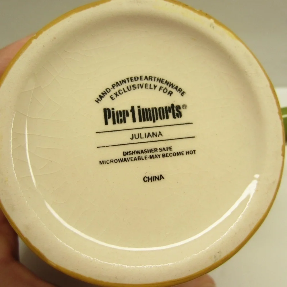 Pier‎ 1 Imports: Hand-Painted Whimsical Juliana Earthenware Coffee Tea Mug Cup